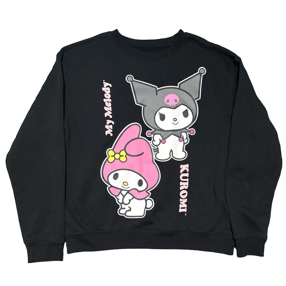 Sanrio Kuromi My Melody Sweatshirt Size M Black Kawaii Anime Crewneck